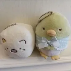 すみっコぐらし ボールチェーン付ぬいぐるみ　ぺんぎん　サイコロねこ