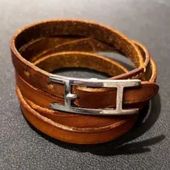 本革×スターリングシルバー フェザーレザーブレスレット 刻印有 