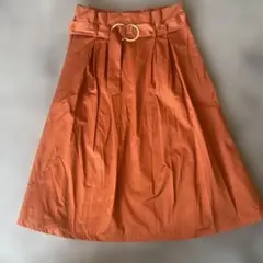 ZARA WOMAN フレアスカート テラコッタ ベルト付きのサムネイル