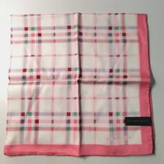 シール付き未使用 バーバリー チェック柄 大判ハンカチ ピンク 日本製