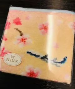 新品未開封！ANA FEILER 国際線機内販売品 ハンドタオル 桜 ブルー縁