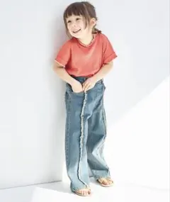 ペアマノン センターラインフリンジデニムパンツ　140センチのサムネイル