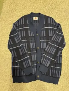 サノバチーズ　XL ネイビー チェック柄 カーディガン