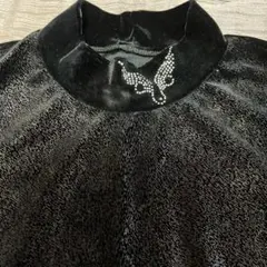 黒 ベロア 長袖 トップス　ベルベット風　ハイネック