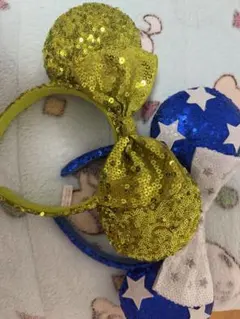 ディズニー 緑色ラメリボンカチューシャ