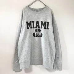 ◉champion　ロゴ入りトレーナー　長袖　グレー　M　ラウンドネック