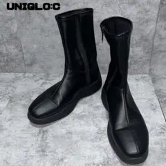 【美品】UNIQLO:C 厚底ストレッチショートブーツ 24.0cm 黒