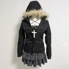 y2k ファーダウンジャケット　微光沢　グランジ　平成　ギャル　短丈