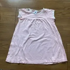 プチバトー ピンクと白のボーダー ワンピース 18m