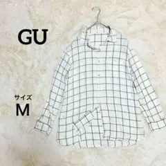 【GU 】チェックシャツ　モノトーン　レーヨン100% 羽織