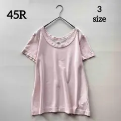 5704　45R　半袖Tシャツ 鹿の子　カットソー　無地　ピンクのサムネイル