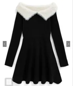 GRL フェザーオフショルカラーフレアニットミニワンピース