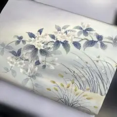 9-160 開き名古屋帯 美品 正絹 着物 塩瀬