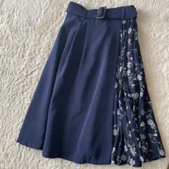 INGNI ネイビー フレアスカート フラワープリント