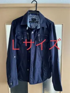 Lサイズ ネイビー シャツ フラワー襟