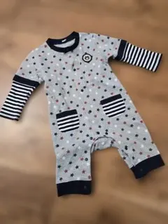 星柄ストライプロンパース 80cm