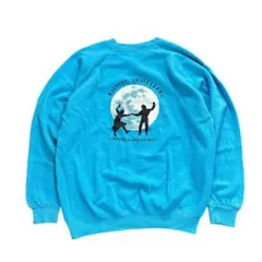 7AS3 バックプリント　ラグランスウェット　水色　裏起毛　トレーナー　古着