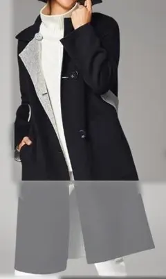 【USED】ドゥクラッセ ダブルフェイスリバーステンカラーコート　9号