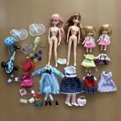 リカちゃん人形4体と衣装・アクセサリー　小物　ハイヒール　ピアス　セット