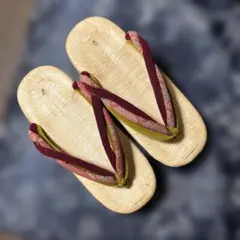 木製下駄 花柄鼻緒 滑り止め付き