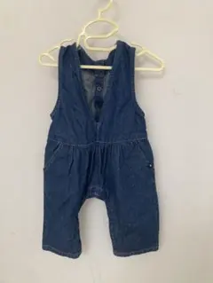 デニムロンパース 70cm ダークブルー
