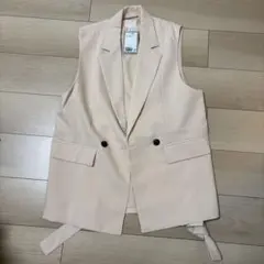 H&M ベージュ テーラードダブルベスト XSサイズ　新品未使用　タグ付き