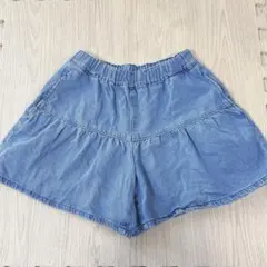 GU ジーユー ショートパンツ 130cm デニム風 キュロット風 ポケット付き
