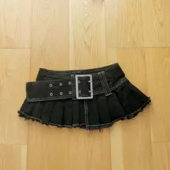 ダンス　衣装　ミニスカート　ブラックデニム　プリーツ　キッズ