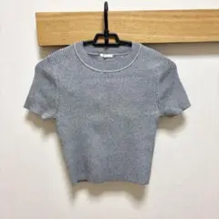 GU グレー リブニット ラメニット