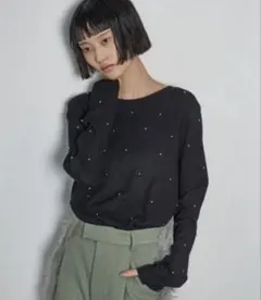 THE YOn ドットスタッズリップルトップス　 長袖カットソー　ザヨン