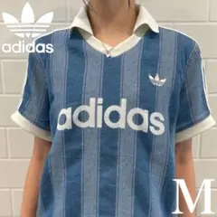 新品M⭐️adidas デニム サッカー ジャージ Tシャツ ブルーのサムネイル