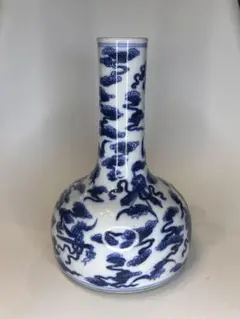 大清康熙年製　底款　染付　葫蘆雲文　花瓶　青花　古陶磁　老物