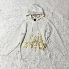 JORDAN ジョーダン ゴールド箔 プリント パーカー M ホワイト