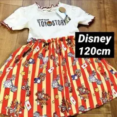 【新品】120 ディズニー トイストーリー 総柄 ワンピース 半袖 女の子