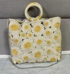 ZARA 2way デイジートートバッグ カゴバック 花柄のサムネイル