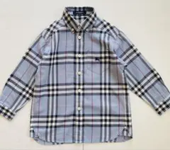 バーバリー チルドレン メガノバチェック 長袖シャツ 110 グレー ホース刺繍