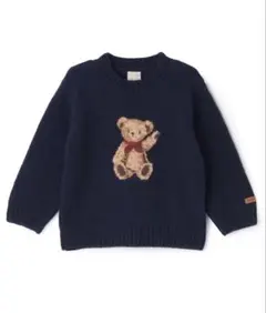 プティマイン 【フワもちっと】くまニットプルオーバー　ネイビー　L