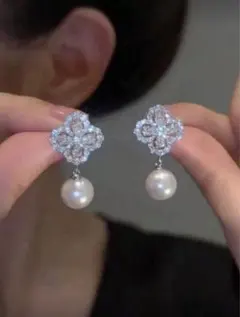 パールクリスタルドロップピアス