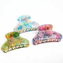 マルチカラーヘアクリップ　3個セット