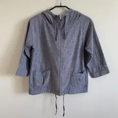 グレー フード付き ジップアップジャケット M