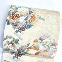 △605my115△夏帯 絽 団扇 秋草 露芝 紅葉 竹垣 金糸 袋帯△美品 △605my115△夏帯 絽 団扇 秋草 露芝 紅葉 竹垣 金糸 袋帯△美品