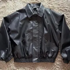 shesame フェイクレザー ジャケット ブルゾン ブラック