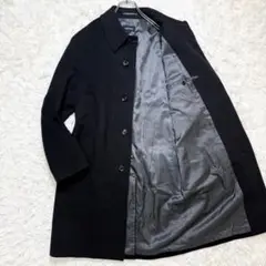 【美品 カシミヤ混】NEWYORKER ステンカラーコート Lサイズ 比翼 黒