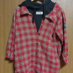 LTXC フード付きチェックシャツ