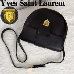美品♡イヴサンローラン YSL ロゴ ゴールド金具 レザー ショルダーバッグ 黒