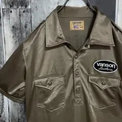 vanson バンソン　半袖ポロシャツ　背面髑髏　ドクロ　スカル　ワッペンのサムネイル