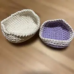 編み物　ミニ小物入れ　ミニバスケット　握り拳サイズ