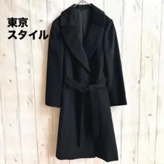 東京スタイル チェスターコート ウール100% シンプル【L】ブラック