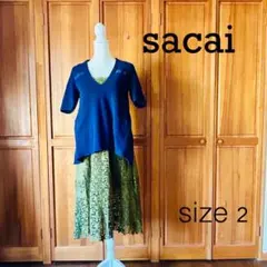 【美品】sacai レースカーキワンピース ＋ニット　サイズ2のサムネイル