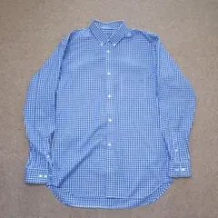 無印良品　青と白のチェック　長袖シャツ L